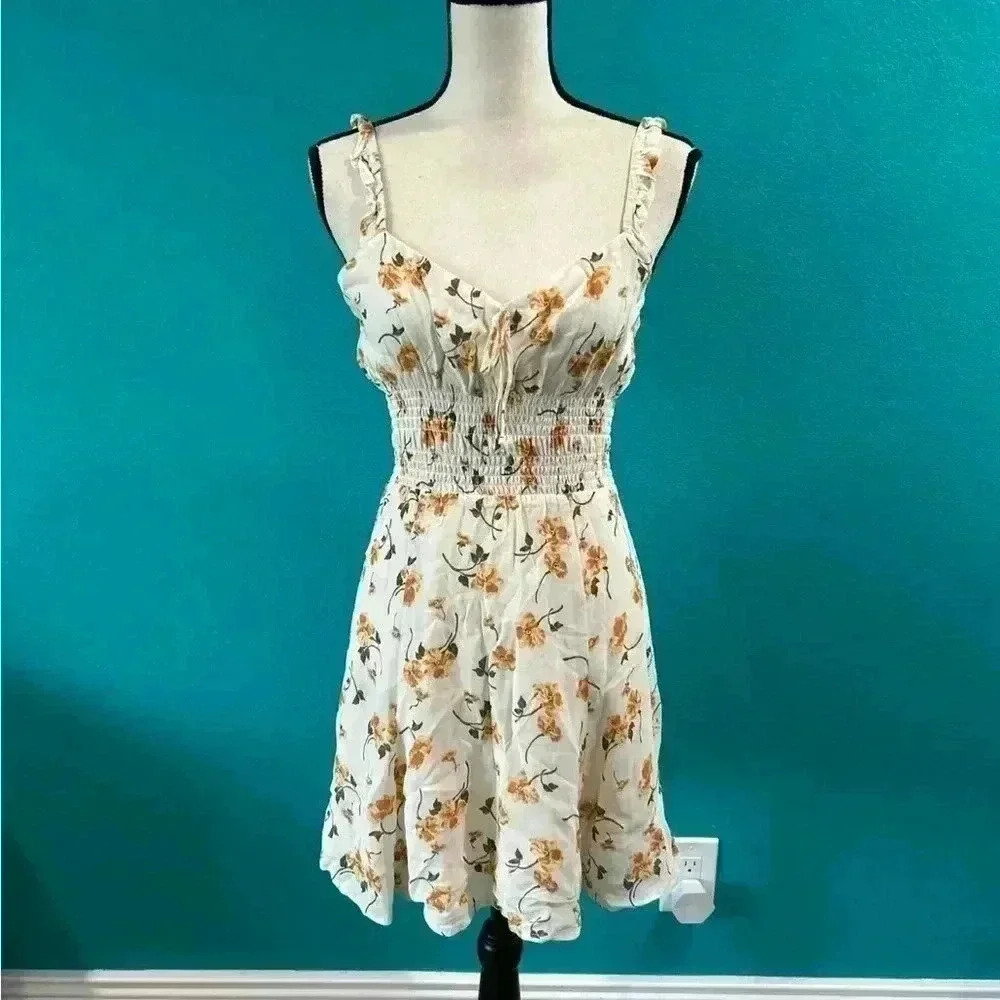 Reformation Elyse Dress Limonada Yellow Floral Mini
